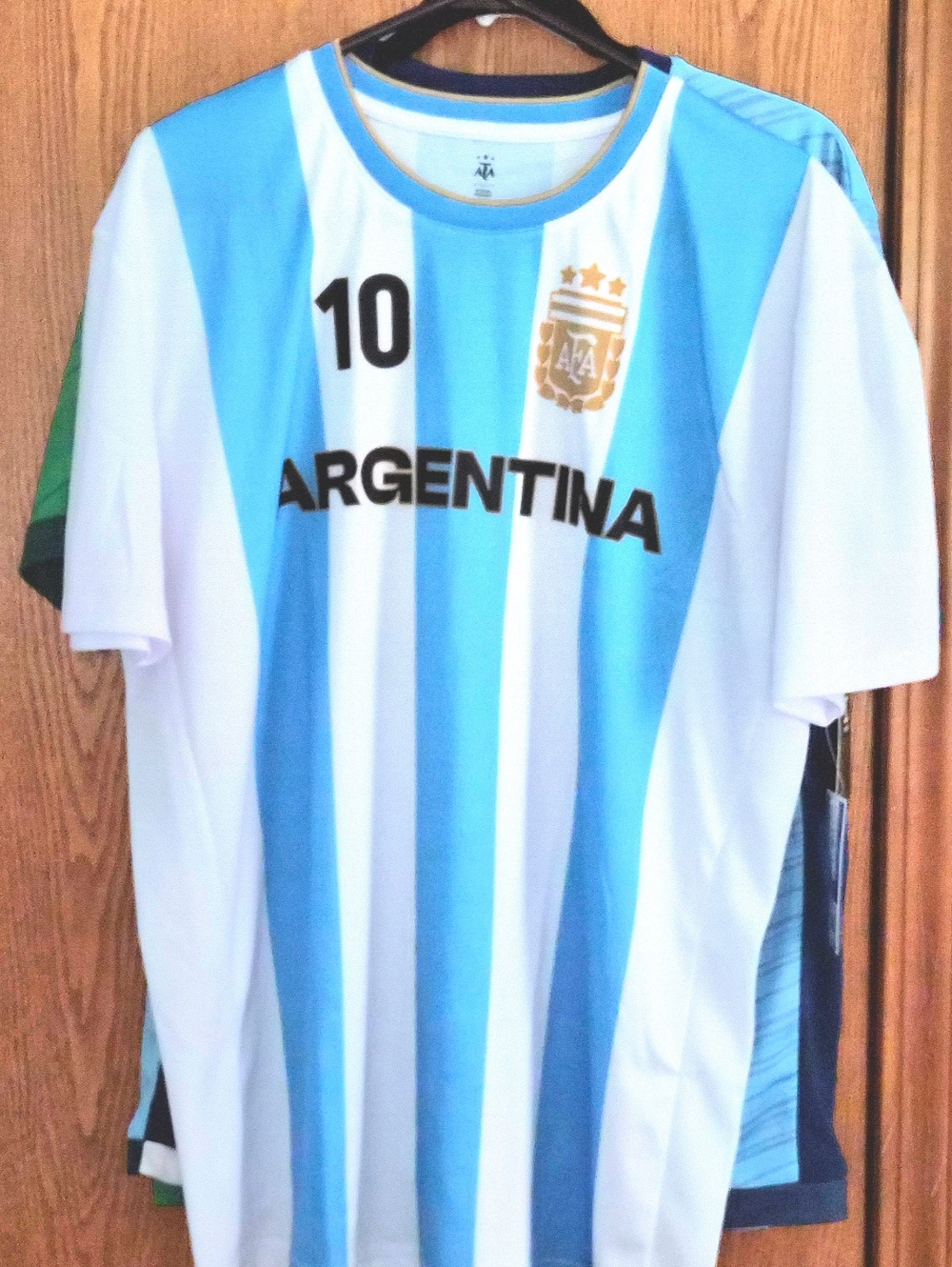 NWT Men Soccer Jersey Argentina Messi XL Blue White. Offical World Cup. AFA336GD